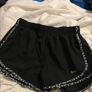 Nike Black Athletic Shorts with Geometric Trim